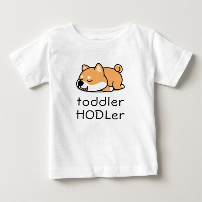 Camiseta De Bebé Pequeño HODLer Dogecoin Crypto Cute Baby Shiba Inu (Anverso)