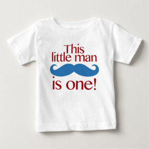 Camiseta De Bebé Pequeño Hombre Mustache Camisas de cumpleaños Rojo