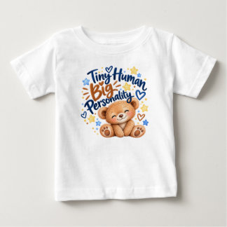 Camiseta De Bebé Pequeño Humano Gran Personalidad Osito de Peluche