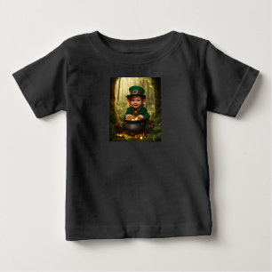 Camiseta De Bebé Pequeño Leprechaun irlandés y Cauldron dorado