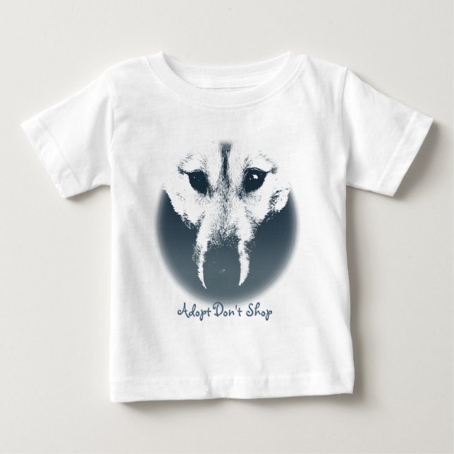 Camiseta De Bebé Pequeño Lobo Vestido de Papel Husky Cachorro Bebé (Anverso)