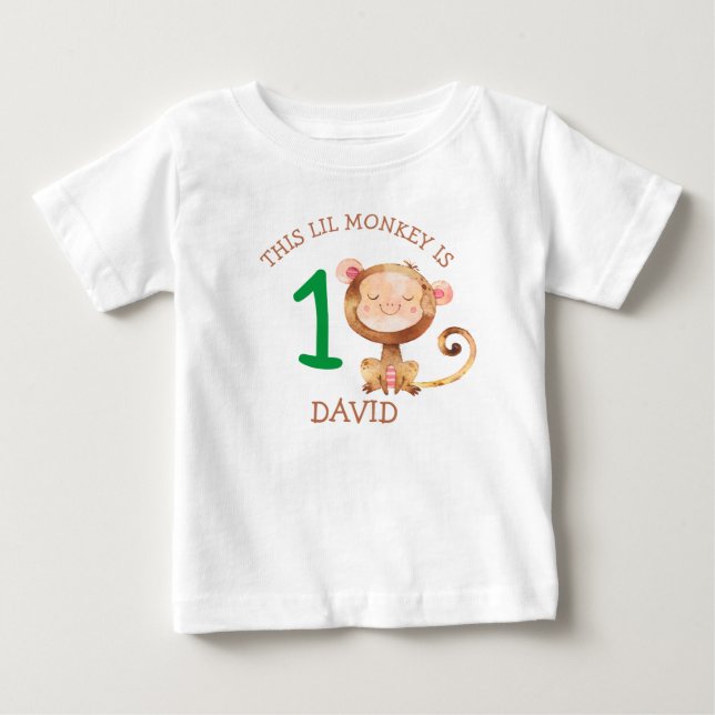 Camiseta De Bebé Pequeño Mono Niño Primer Alojamiento (Anverso)