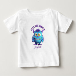 Camiseta De Bebé Pequeño Monstruo Lindo Cuernos Morados Personaliza