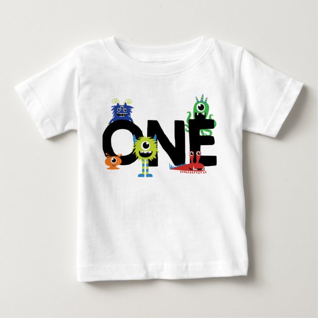 Camiseta De Bebé Pequeño Monstruo Niño Primer Juego De Cumpleaños (Anverso)