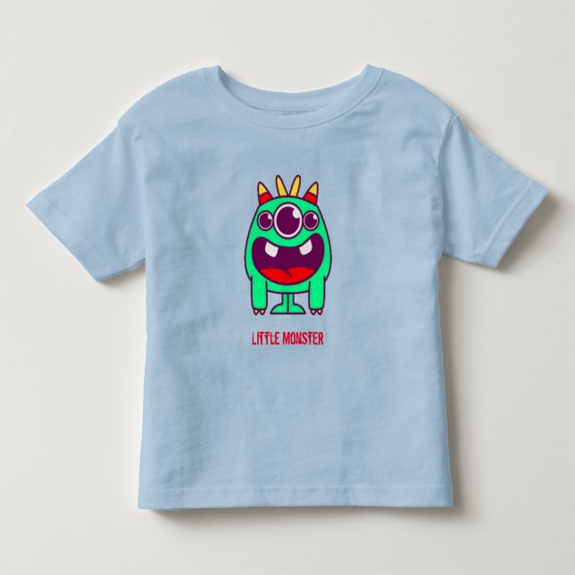 Camiseta De Bebé Pequeño monstruo (texto personalizable) (Anverso)