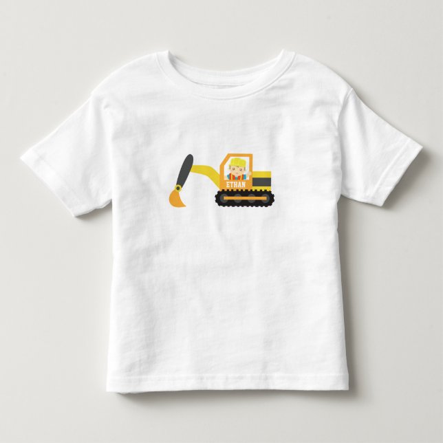Camiseta De Bebé Pequeño Niño Constructor Vehículo de Construcción  (Anverso)