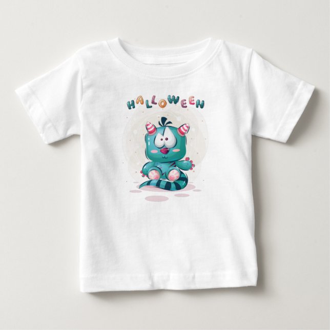 Camiseta De Bebé Pequeño niño en el Monstruo Infantil de Halloween (Anverso)