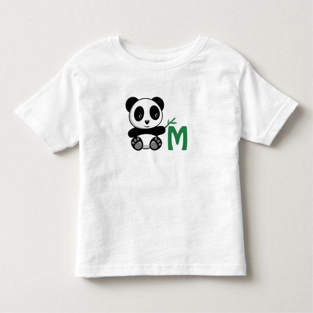 Camiseta De Bebé Pequeño Panda lindo con monograma de palo de bambú (Anverso)