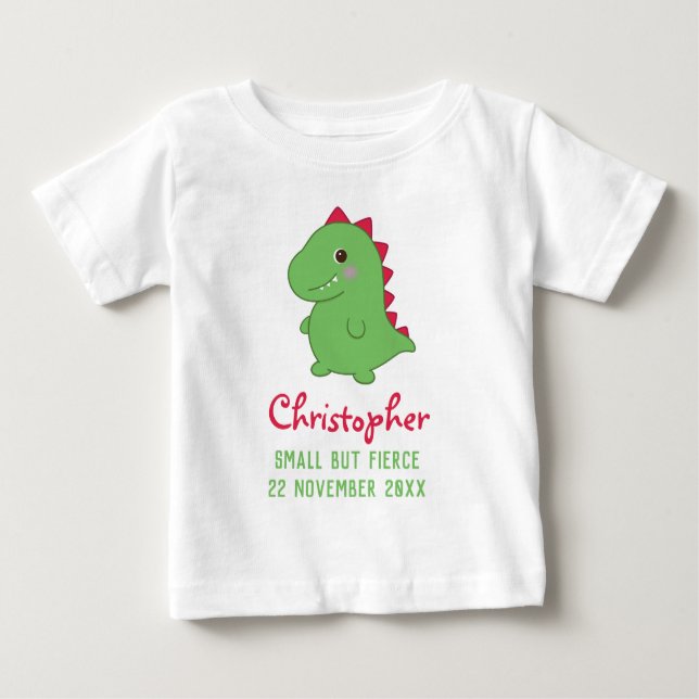 Camiseta De Bebé Pequeño Pero Feroz | Dino Chibi T-Rex Divertido y  (Anverso)