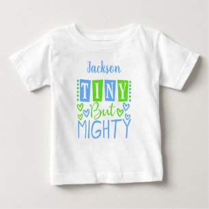 Camiseta De Bebé Pequeño pero poderoso chico verde azul personaliza