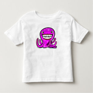 Camiseta De Bebé Pequeño pulpo rosado lindo de la manzana para los