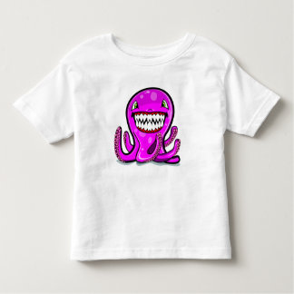 Camiseta De Bebé Pequeño pulpo rosado lindo de la manzana para los