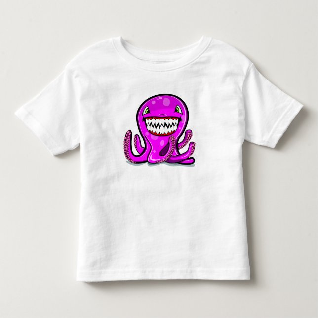 Camiseta De Bebé Pequeño pulpo rosado lindo de la manzana para los (Anverso)