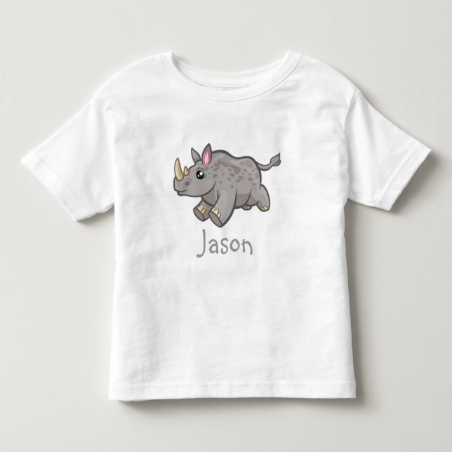 Camiseta De Bebé Pequeño Rinoceronte Jungla de vida silvestre Niños (Anverso)