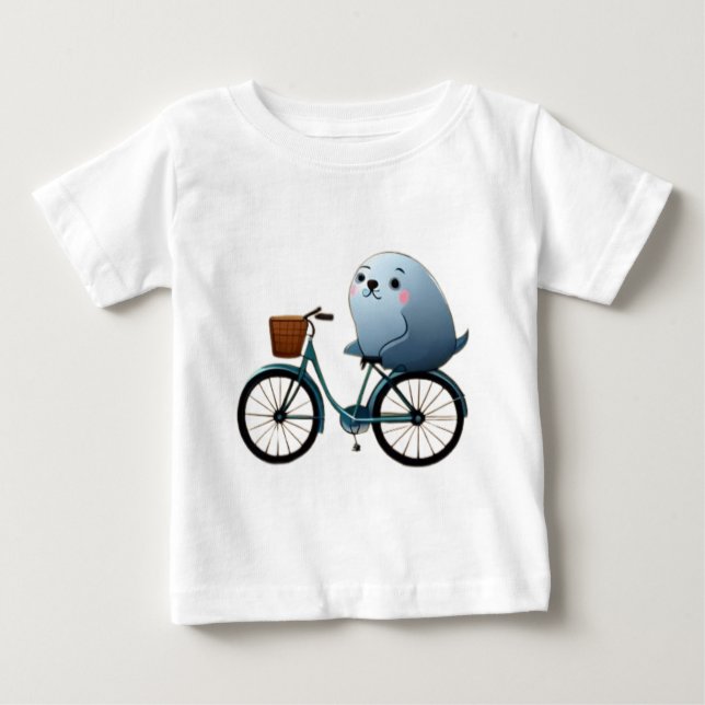 Camiseta De Bebé Pequeño sello personalizado en una bicicleta (Anverso)