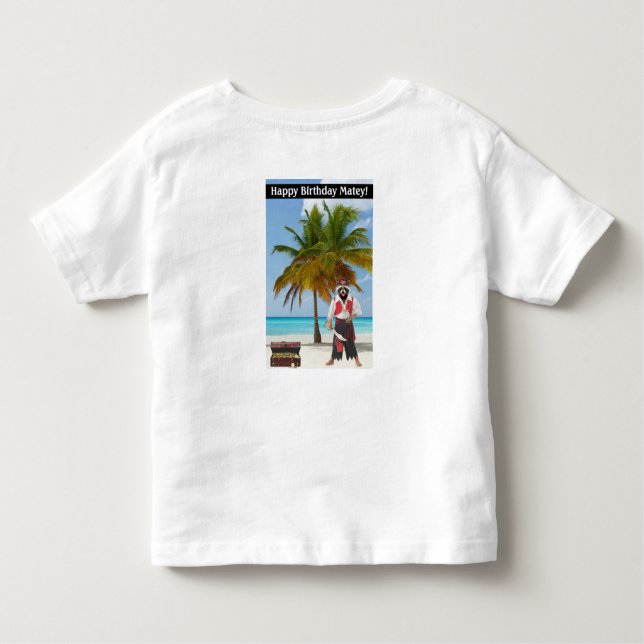 Camiseta De Bebé pequeño tee. ¡Feliz cumpleaños Matey! Racoon/niño (Reverso)