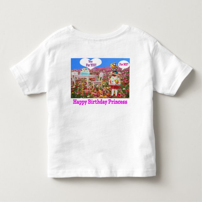Camiseta De Bebé pequeño tee. Feliz cumpleaños, princesa. panda roj (Reverso)