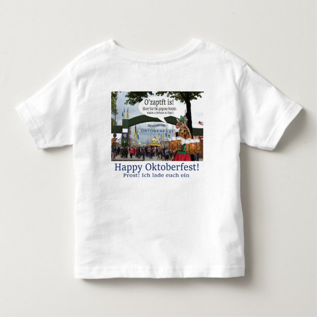 Camiseta De Bebé pequeño tee. ¡Feliz festival Oktoberfest! jirafa/c (Reverso)