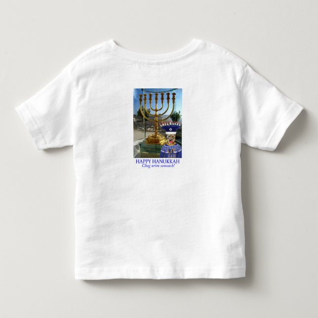 Camiseta De Bebé pequeño tee. ¡Feliz Hanukkah! (Reverso)
