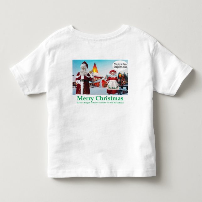 Camiseta De Bebé pequeño tee. Feliz Navidad. gatos/ mr sr claus (Reverso)