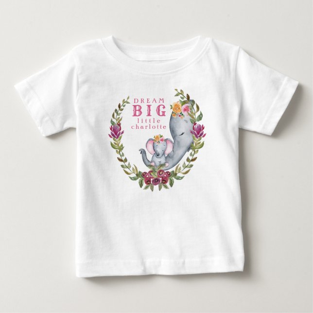 Camiseta De Bebé Pequeño un floral rosado grande ideal de encargo (Anverso)