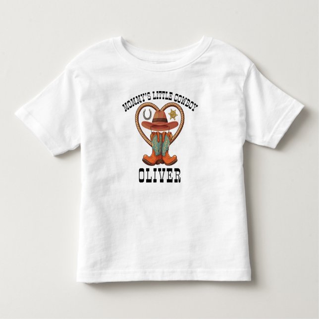 Camiseta De Bebé Pequeño Vaquero Personalizado de Mamá (Anverso)