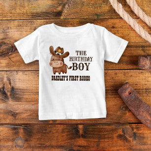 Camiseta De Bebé Pequeño vaquero primer rodeo nombre personalizado