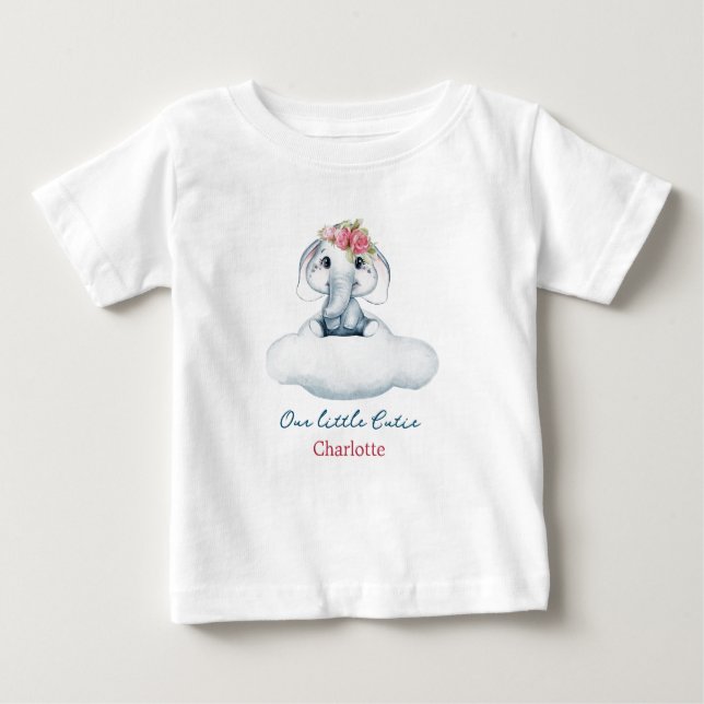Camiseta de bebé pequeño y lindo elefante (Anverso)