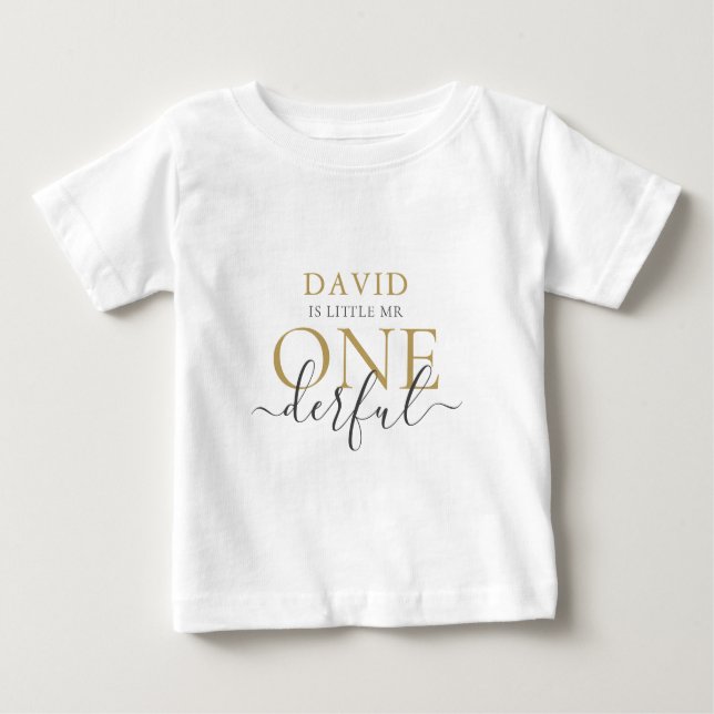 Camiseta De Bebé Pequeño y personalizado Sr. ONEmaravilloso bebé ca (Anverso)