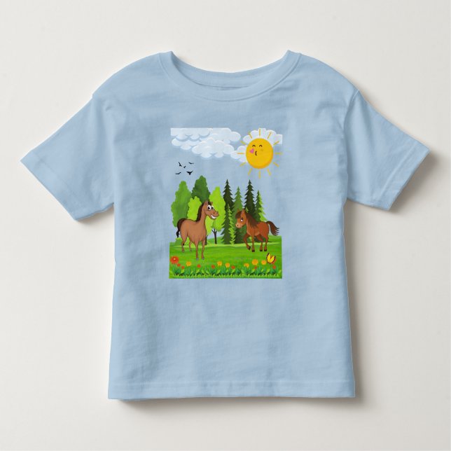 Camiseta De Bebé Pequeños caballos de diseño para niños (Anverso)