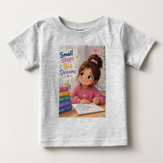 Camiseta De Bebé Pequeños Pasos Grandes Sueños Motivación de Estudi