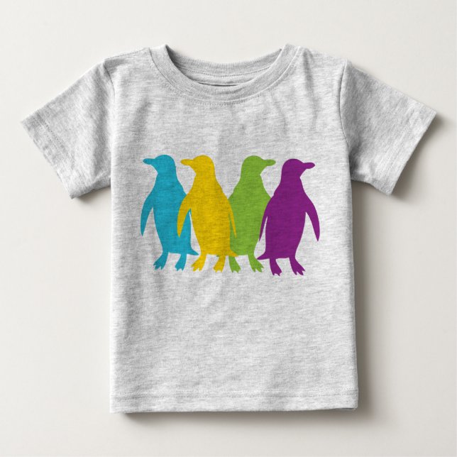 Camiseta De Bebé Pequeños pingüinos retros (Anverso)