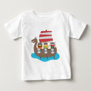Camiseta De Bebé Pequeños Vikingos en nave