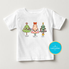 Camiseta De Bebé Pequeños y pequeños árboles de Navidad divertidos