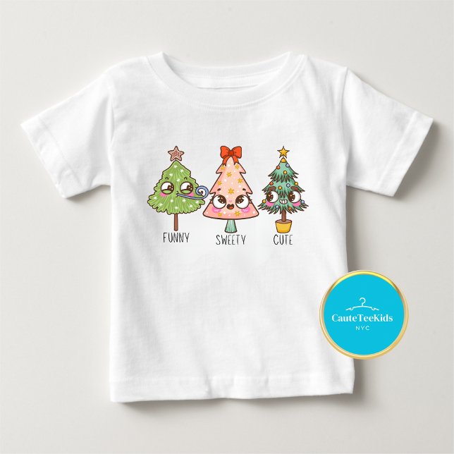 Camiseta De Bebé Pequeños y pequeños árboles de Navidad divertidos (Subido por el creador)