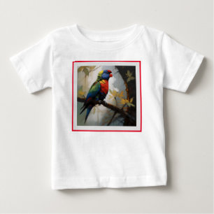 Camiseta De Bebé Perca Colorida: Un Loriqueta Arcoíris en el Árbol