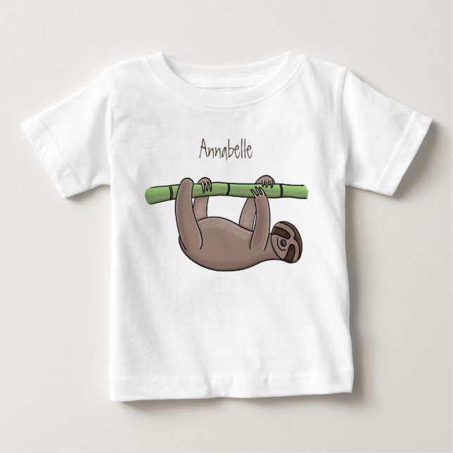 Camiseta De Bebé Pereza sonriente suave en el ilustracion personali (Anverso)