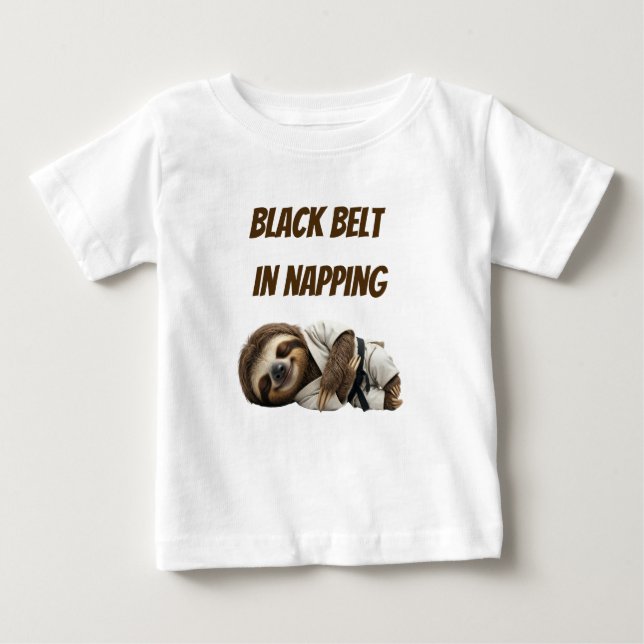 Camiseta De Bebé Perezoso Cinturón Negro En Dormir (Anverso)