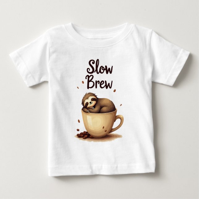 Camiseta De Bebé Perezoso de Café de Lentitud (Anverso)