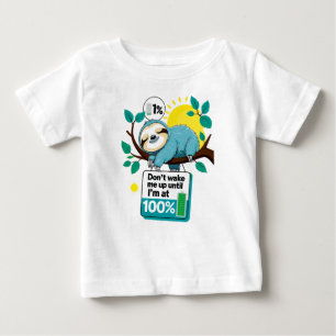 Camiseta De Bebé Perezoso Durmiendo - Meme Divertido  Batería al 1%