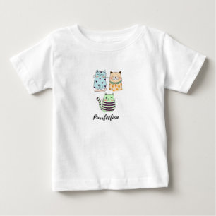 Camiseta De Bebé Perfección Lindo Arte de Gatos con Patrón Kawaii