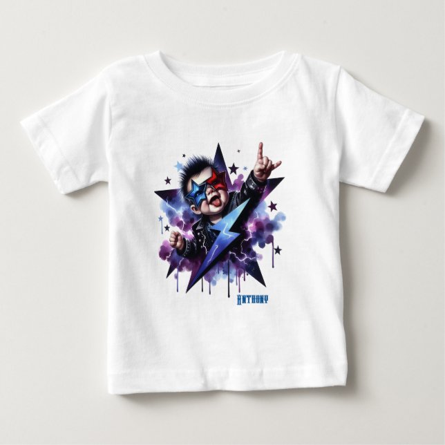 Camiseta De Bebé Perno de rayo personalizado Rock On (Anverso)