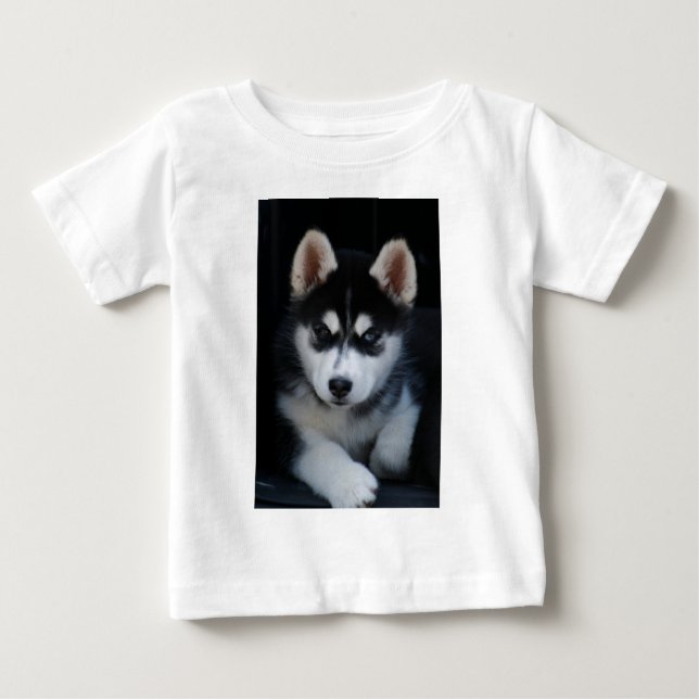 Camiseta De Bebé Perrito adorable del perro de trineo del husky (Anverso)