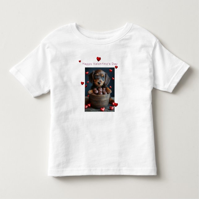 Camiseta De Bebé Perrito Dachshund del Día de San Valentín Corazone (Anverso)