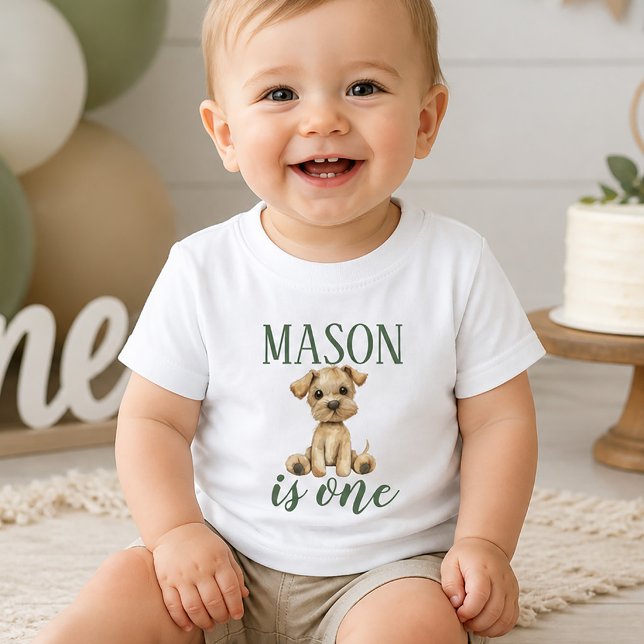 Camiseta De Bebé Perrito de primer cumpleaños (First Birthday Puppy Dog Baby T-Shirt)