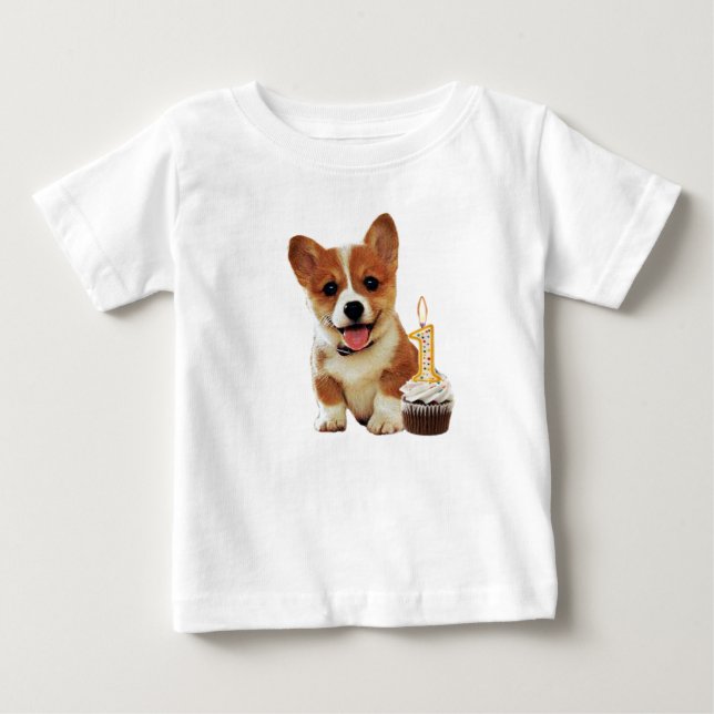 Camiseta De Bebé Perrito del Corgi y una vela (Anverso)