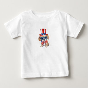 Camiseta De Bebé perrito patriótico 4 de julio