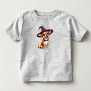 Camiseta De Bebé Perro Adorable con Sombrero de Brujo Púrpura