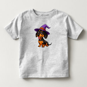 Camiseta De Bebé Perro Adorable con Sombrero de Brujo Púrpura