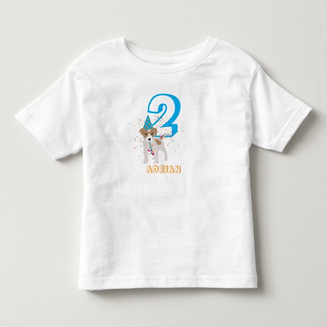 Camiseta De Bebé Perro Cachorro Animal Cumpleaños Fiesta Niños Edad (Anverso)